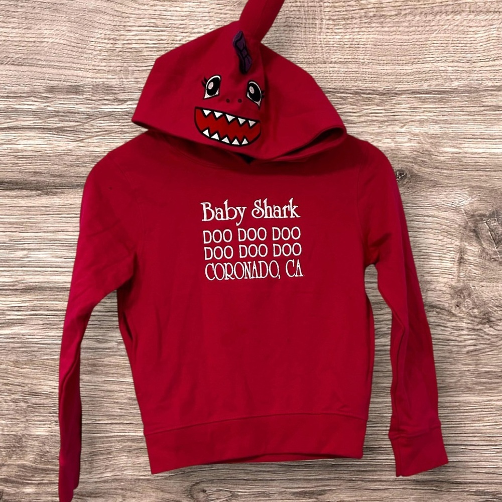 Wild Child Baby Shark Embroidered Pullover Hoodie Sweatshirt in Pink Girl Size 6